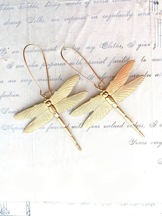 Dragonfly Earrings Gold Dragonfly Entomologist Garden