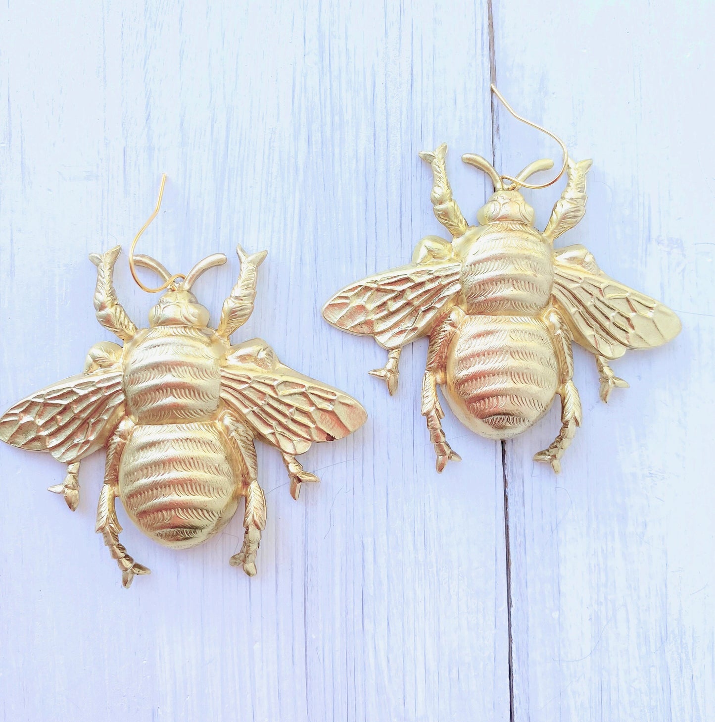 Gold Bee Earrings Big Bumblebee Honeybee