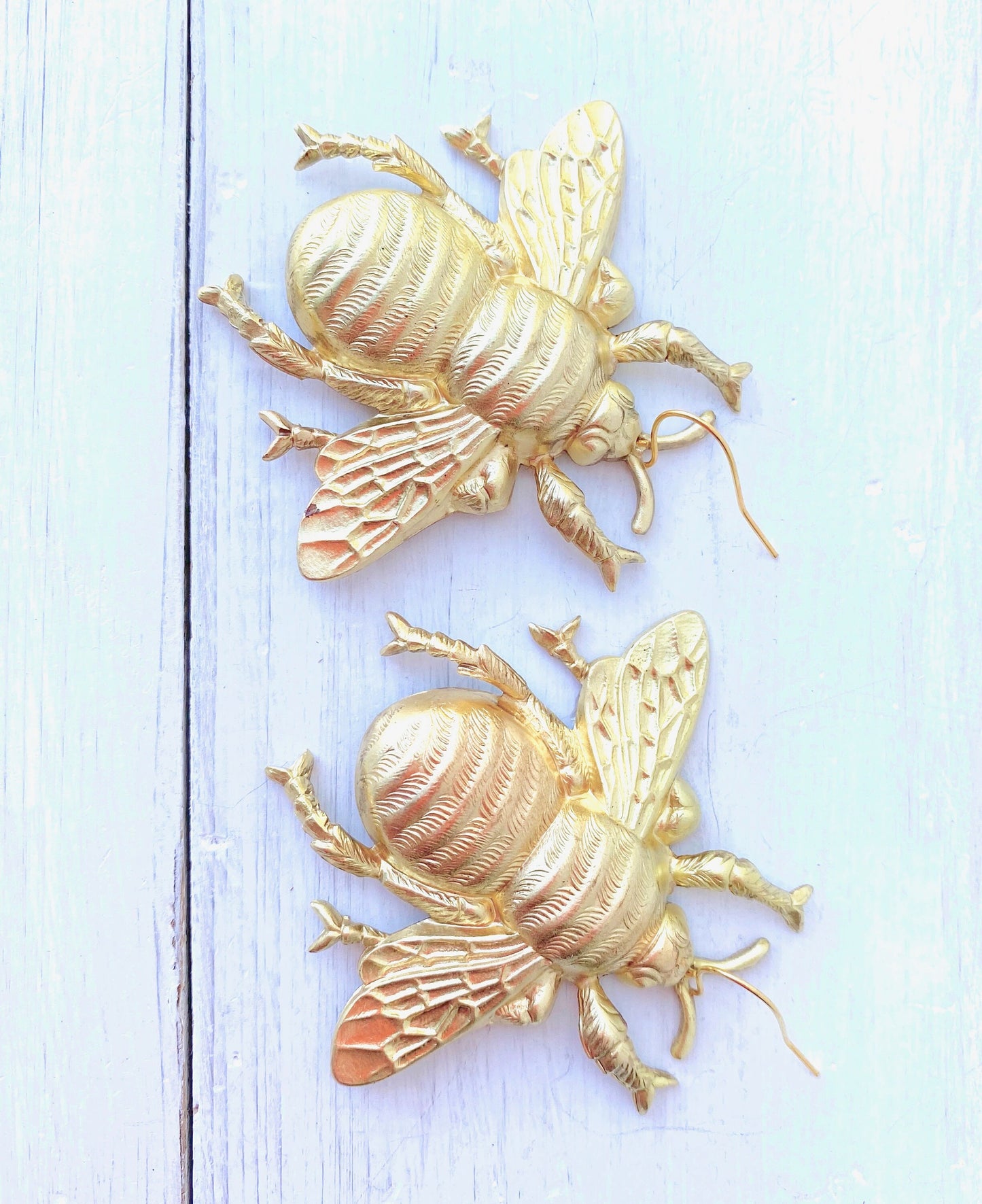 Gold Bee Earrings Big Bumblebee Honeybee