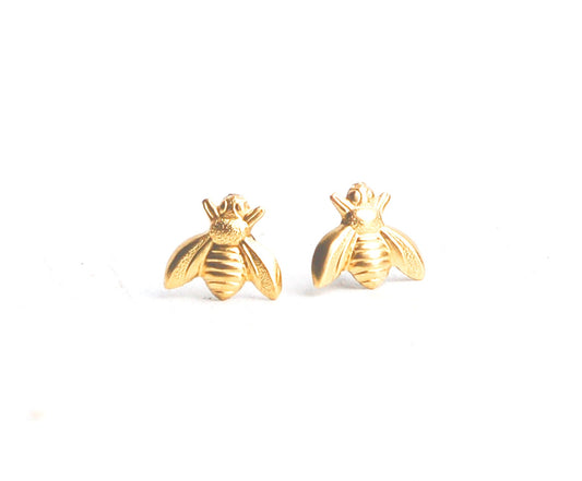 Bee Earrings Little Gold Bumblebee Earrings